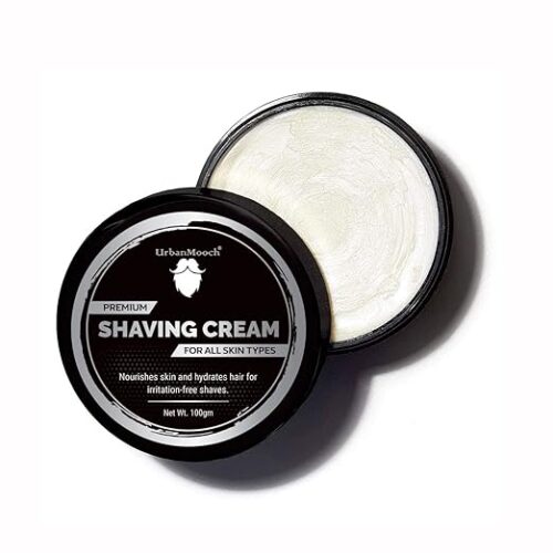Premium shaving cream men by UrbanMooch, rich in natural moisturizers, perfect for sensitive skin, thick stubble, and a luxurious shaving routine.