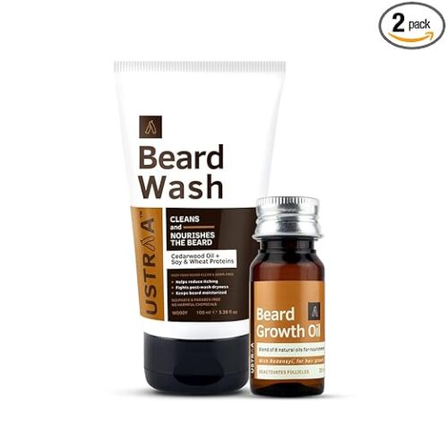 Beard wash and beard growth cream grooming kit