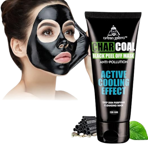 Skincare mask applied on face for deep cleansing, detoxification, and rejuvenation, showing smooth and radiant skin after use charcoal face mask