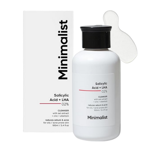 Minimalist Salicylic Acid Face Wash bottle on display, formulated with Capryloyl Salicylic Acid (LHA) and Salicylic Acid for multi-level cleansing, widely recognized as the best face wash for oily skin, best face wash for acne-prone skin, and best face wash for combination skin, offering deep pore cleansing, gentle exfoliation, oil control, and soft skin after every use, making it the best face wash for men and women seeking clear, balanced, and healthy-looking skin.